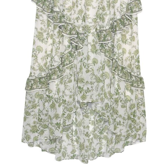 Max Studio Floral Ruffle Midi Dress Green & White Size Large - Picture 4 of 8